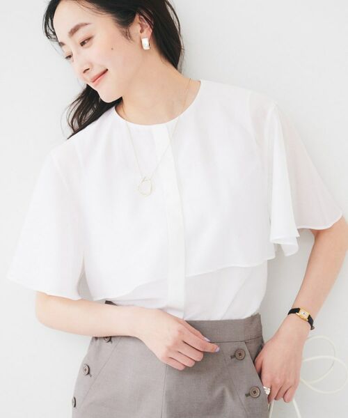 UNTITLED / アンタイトル シャツ・ブラウス | 【オンオフ/二の腕カバー】オーガンジーラッフルブラウス | 詳細2
