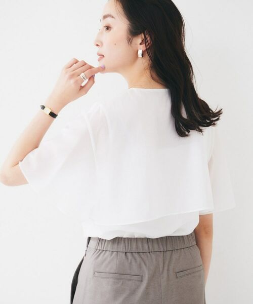 UNTITLED / アンタイトル シャツ・ブラウス | 【オンオフ/二の腕カバー】オーガンジーラッフルブラウス | 詳細3