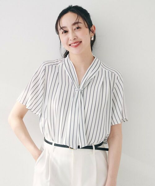 UNTITLED / アンタイトル シャツ・ブラウス | 【通勤/オフィス/二の腕カバー】ボウタイブラウス | 詳細10