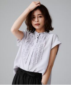 UNTITLED / アンタイトル シャツ・ブラウス | スタンドネックフリルブラウス【吸水速乾/UVケア】