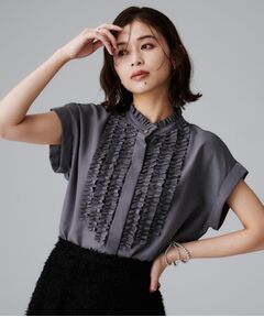 UNTITLED / アンタイトル シャツ・ブラウス | スタンドネックフリルブラウス【吸水速乾/UVケア】