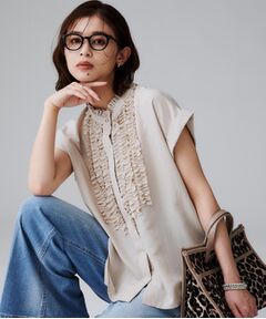 UNTITLED / アンタイトル シャツ・ブラウス | スタンドネックフリルブラウス【吸水速乾/UVケア】