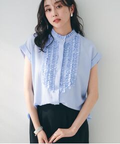 UNTITLED / アンタイトル シャツ・ブラウス | スタンドネックフリルブラウス【吸水速乾/UVケア】