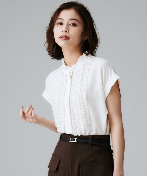 UNTITLED / アンタイトル シャツ・ブラウス | スタンドネックフリルブラウス【吸水速乾/UVケア】 | 詳細3