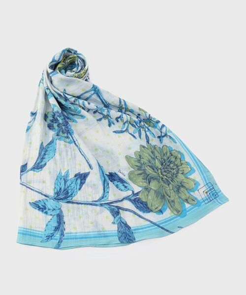UNTITLED / アンタイトル マフラー・ショール・スヌード・ストール | 【manipuri】120cm正方形 コラージュオータムガーデン柄 コットンシルク大判ストール | 詳細1