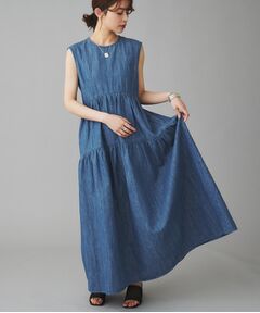 UNTITLED / アンタイトル ロング・マキシ丈ワンピース | 【Healthy DENIM】Breezy Blueberryノースリーブ ティアード ワンピース