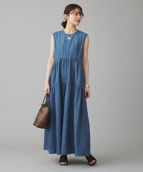 UNTITLED / アンタイトル ロング・マキシ丈ワンピース | 【Healthy DENIM】Breezy Blueberryノースリーブ ティアード ワンピース | 詳細2