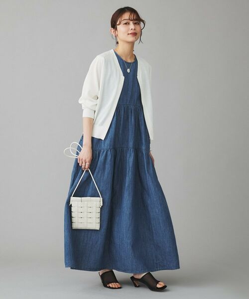 UNTITLED / アンタイトル ロング・マキシ丈ワンピース | 【Healthy DENIM】Breezy Blueberryノースリーブ ティアード ワンピース | 詳細4