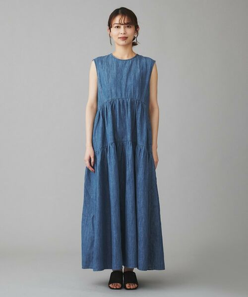 UNTITLED / アンタイトル ロング・マキシ丈ワンピース | 【Healthy DENIM】Breezy Blueberryノースリーブ ティアード ワンピース | 詳細6