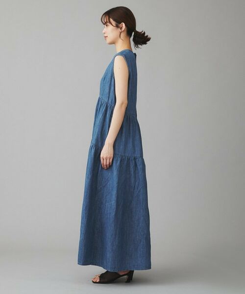 UNTITLED / アンタイトル ロング・マキシ丈ワンピース | 【Healthy DENIM】Breezy Blueberryノースリーブ ティアード ワンピース | 詳細7
