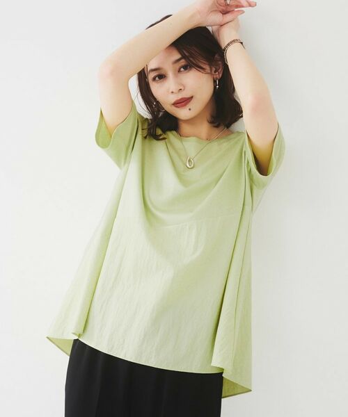 UNTITLED / アンタイトル カットソー | 【UVカット/接触冷感/Tシャツ】異素材ドッキングペプラム(ミントグリーン(021))