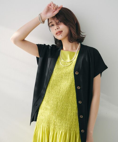 UNTITLED / アンタイトル ニット・セーター | 【体型カバー/ジレ風/前開き】Vネックニット(ブラック(019))