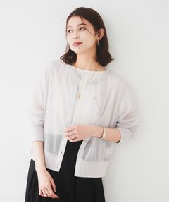 UNTITLED / アンタイトル カーディガン・ボレロ | 【ストレッチ性/短丈】クルーネックシアーカーディガン