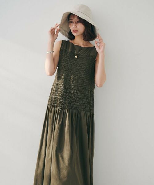 UNTITLED / アンタイトル ロング・マキシ丈ワンピース | 【コットン100/夏ワンピ/ナロー】シャーリングワンピース | 詳細14