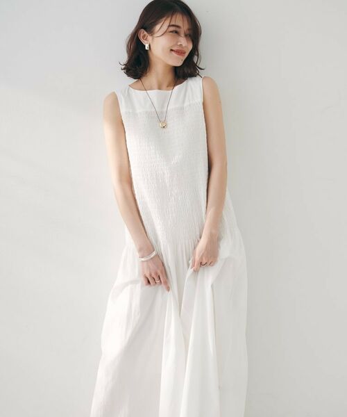 UNTITLED / アンタイトル ロング・マキシ丈ワンピース | 【コットン100/夏ワンピ/ナロー】シャーリングワンピース | 詳細2