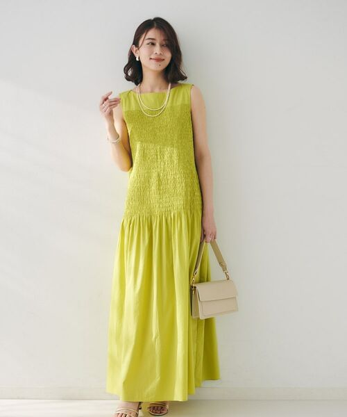 UNTITLED/アンタイトル 【コットン100/夏ワンピ/ナロー】シャーリングワンピース グリーン(025) 04(2LT)