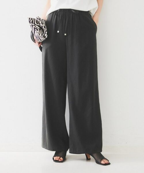 UNTITLED / アンタイトル パンツ | 【ウエストゴム/洗える/オンオフ】ドロストワイドパンツ(チャコールグレー(014))