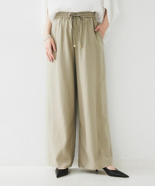 UNTITLED / アンタイトル パンツ | 【ウエストゴム/洗える/オンオフ】ドロストワイドパンツ(カーキ(027))