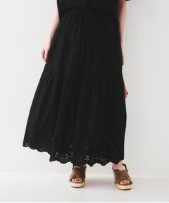 【特別価格】アンタイトル　スカート（黒） クラッシュAラインスカート（マキシ・ロングスカート