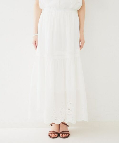 UNTITLED / アンタイトル ロング・マキシ丈スカート | 【セットアップ可/コットン100】スカラップ刺繍スカート | 詳細10