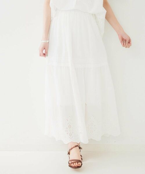 UNTITLED / アンタイトル ロング・マキシ丈スカート | 【セットアップ可/コットン100】スカラップ刺繍スカート | 詳細6