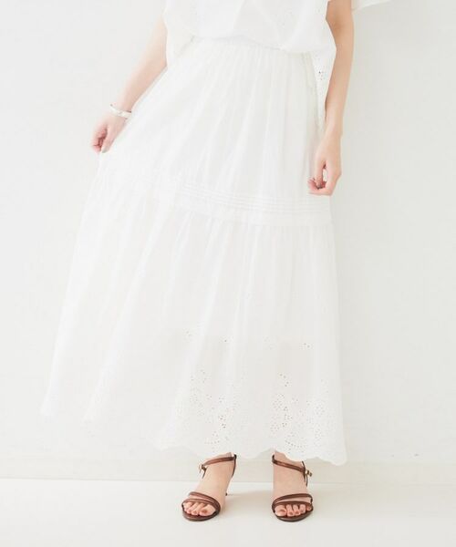 UNTITLED / アンタイトル ロング・マキシ丈スカート | 【セットアップ可/コットン100】スカラップ刺繍スカート | 詳細7