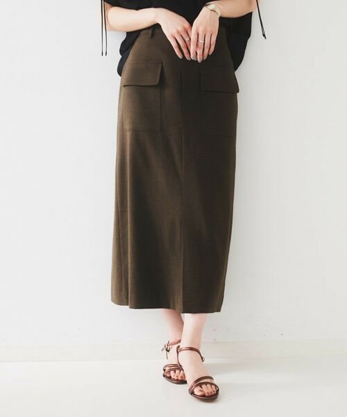 UNTITLED / アンタイトル ロング・マキシ丈スカート | 【きれいめ/前スリット】麻混カーゴスカート | 詳細10