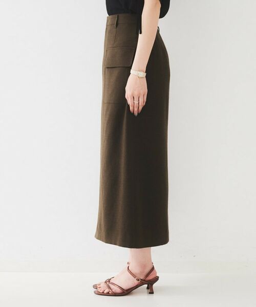 UNTITLED / アンタイトル ロング・マキシ丈スカート | 【きれいめ/前スリット】麻混カーゴスカート | 詳細15