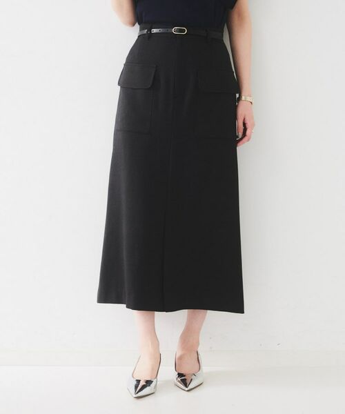 UNTITLED / アンタイトル ロング・マキシ丈スカート | 【きれいめ/前スリット】麻混カーゴスカート | 詳細2