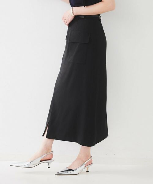 UNTITLED / アンタイトル ロング・マキシ丈スカート | 【きれいめ/前スリット】麻混カーゴスカート | 詳細3