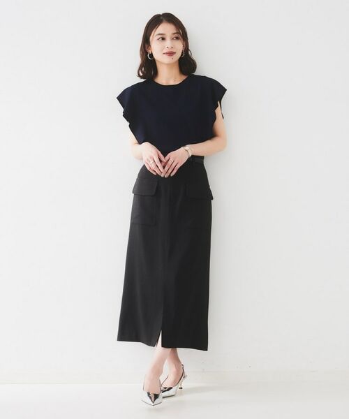 UNTITLED / アンタイトル ロング・マキシ丈スカート | 【きれいめ/前スリット】麻混カーゴスカート | 詳細4