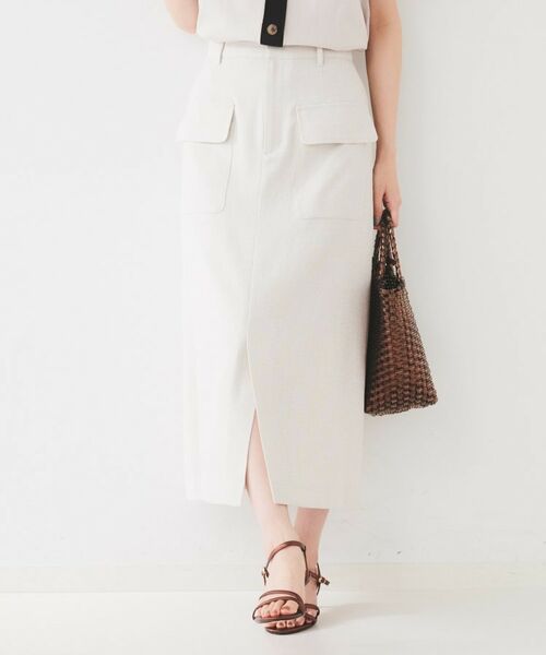 UNTITLED / アンタイトル ロング・マキシ丈スカート | 【きれいめ/前スリット】麻混カーゴスカート | 詳細6