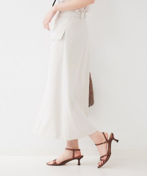 UNTITLED / アンタイトル ロング・マキシ丈スカート | 【きれいめ/前スリット】麻混カーゴスカート | 詳細7