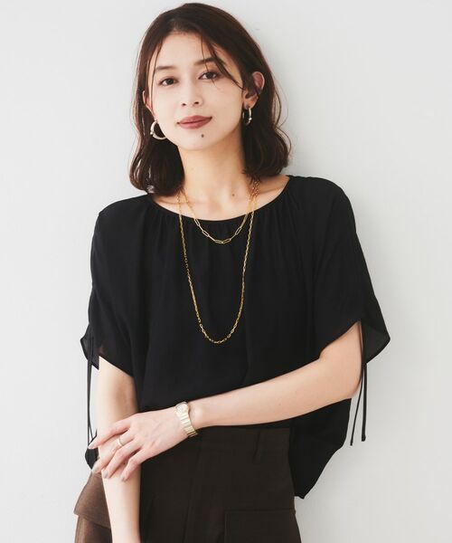 UNTITLED / アンタイトル シャツ・ブラウス | 【シアー/2WAY】肩ドロストドルマンブラウス(ブラック(019))
