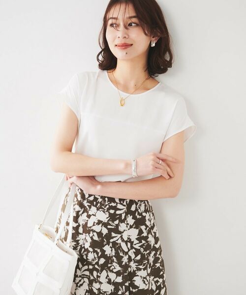 UNTITLED/アンタイトル 【UVカット/接触冷感/きれいめ/ストレッチ性】サテンドッキングブラウス ホワイト(001) 44(3L) UNTITLED/アンタイトル 【UVカット/接触冷感/きれいめ/ストレッチ性】サテンドッキングブラウス ホワイト(001) 44(3L)