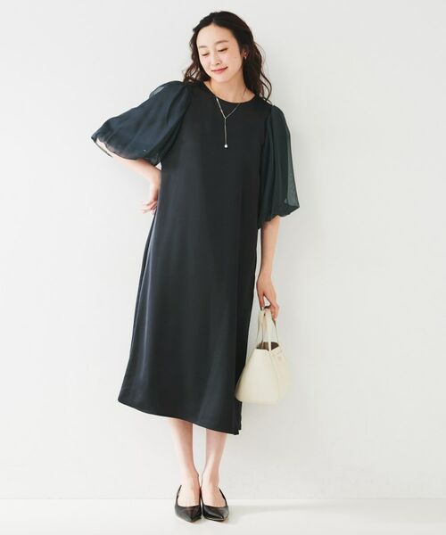 UNTITLED / アンタイトル ミニ丈・ひざ丈ワンピース | 【オケージョン/お呼ばれドレス】バルーン袖サテンワンピース | 詳細7