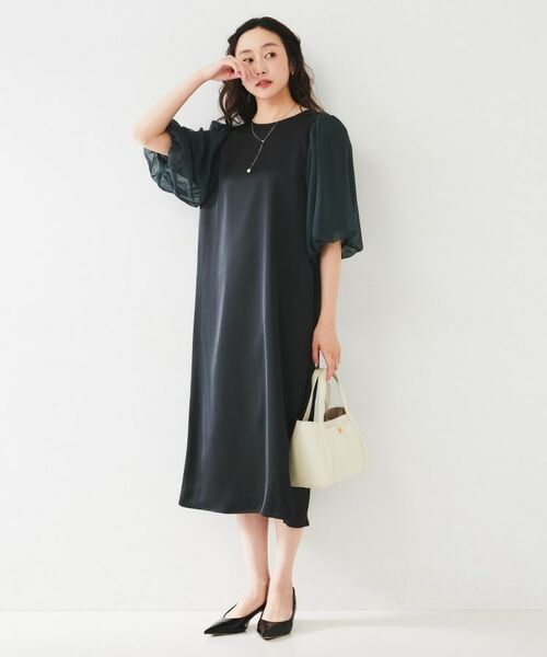 UNTITLED / アンタイトル ミニ丈・ひざ丈ワンピース | 【オケージョン/お呼ばれドレス】バルーン袖サテンワンピース | 詳細8