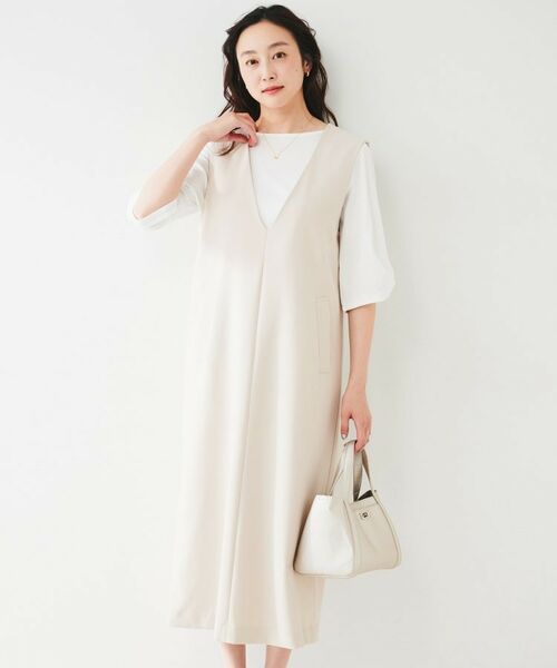 UNTITLED / アンタイトル ロング・マキシ丈ワンピース | 【きれいめ/洗える】ダブルクロスジャンパースカート | 詳細2