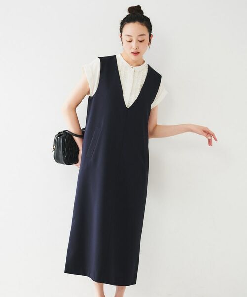 UNTITLED / アンタイトル ロング・マキシ丈ワンピース | 【きれいめ/洗える】ダブルクロスジャンパースカート | 詳細6