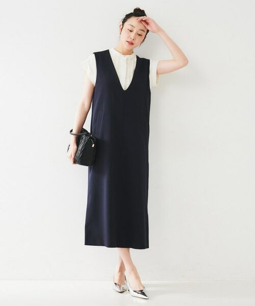 UNTITLED / アンタイトル ロング・マキシ丈ワンピース | 【きれいめ/洗える】ダブルクロスジャンパースカート | 詳細7