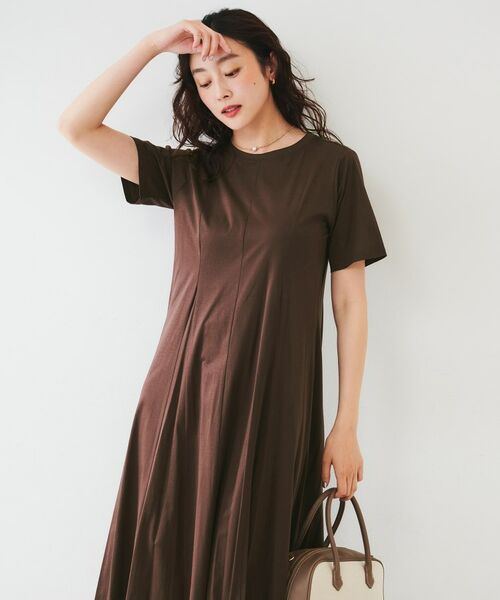 UNTITLED / アンタイトル ロング・マキシ丈ワンピース | 【コットン100/洗える/夏ワンピ】ジャージワンピース(ブラウン(044))