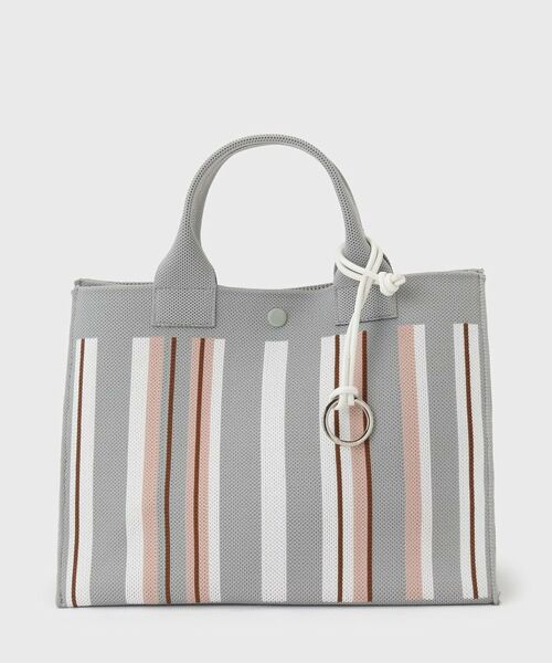 UNTITLED / アンタイトル ハンドバッグ | 【手洗い可】マルチストライプニットバッグ(ライトグレー(511))