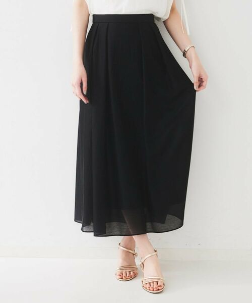 UNTITLED / アンタイトル ロング・マキシ丈スカート | 【後ろウエストゴム/洗える】シアーフレアースカート | 詳細3