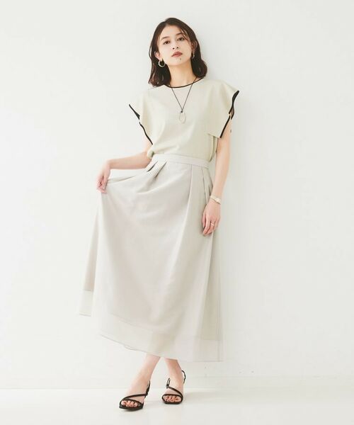 UNTITLED / アンタイトル ロング・マキシ丈スカート | 【後ろウエストゴム/洗える】シアーフレアースカート | 詳細8