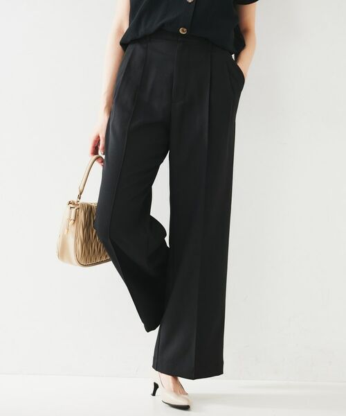 UNTITLED / アンタイトル パンツ | センタープレス ワイドパンツ(ブラック(019))