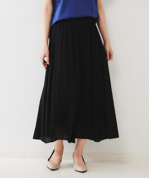 UNTITLED / アンタイトル ロング・マキシ丈スカート | シアーギャザースカート(ブラック(019))