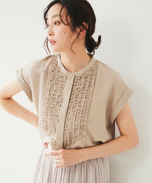 UNTITLED / アンタイトル シャツ・ブラウス | フィブリルフリルブラウス(ピンクベージュ(053))