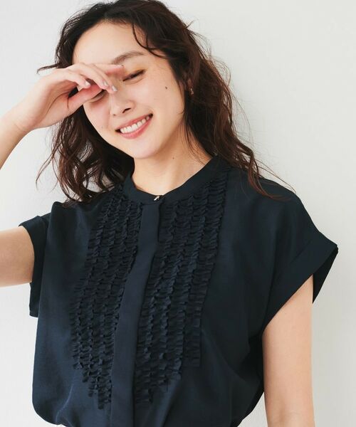 UNTITLED / アンタイトル シャツ・ブラウス | フィブリルフリルブラウス(ネイビー(094))