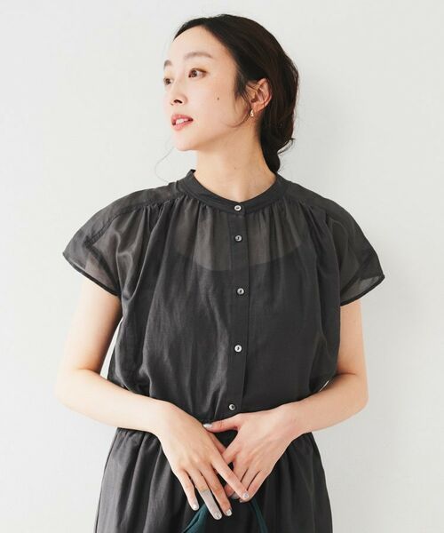 UNTITLED / アンタイトル シャツ・ブラウス | 綿シルク2WAYブラウス(チャコールグレー(013))