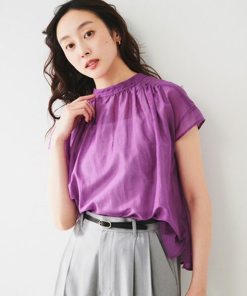 UNTITLED / アンタイトル シャツ・ブラウス | 綿シルク2WAYブラウス(パープル(081))